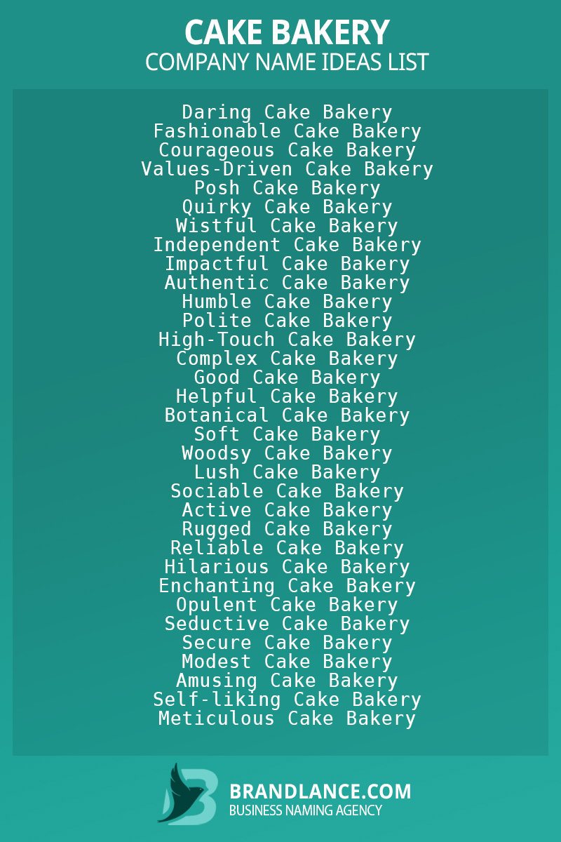 5 Cake Bakery Names