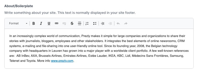 Sample Boilerplate Press Release