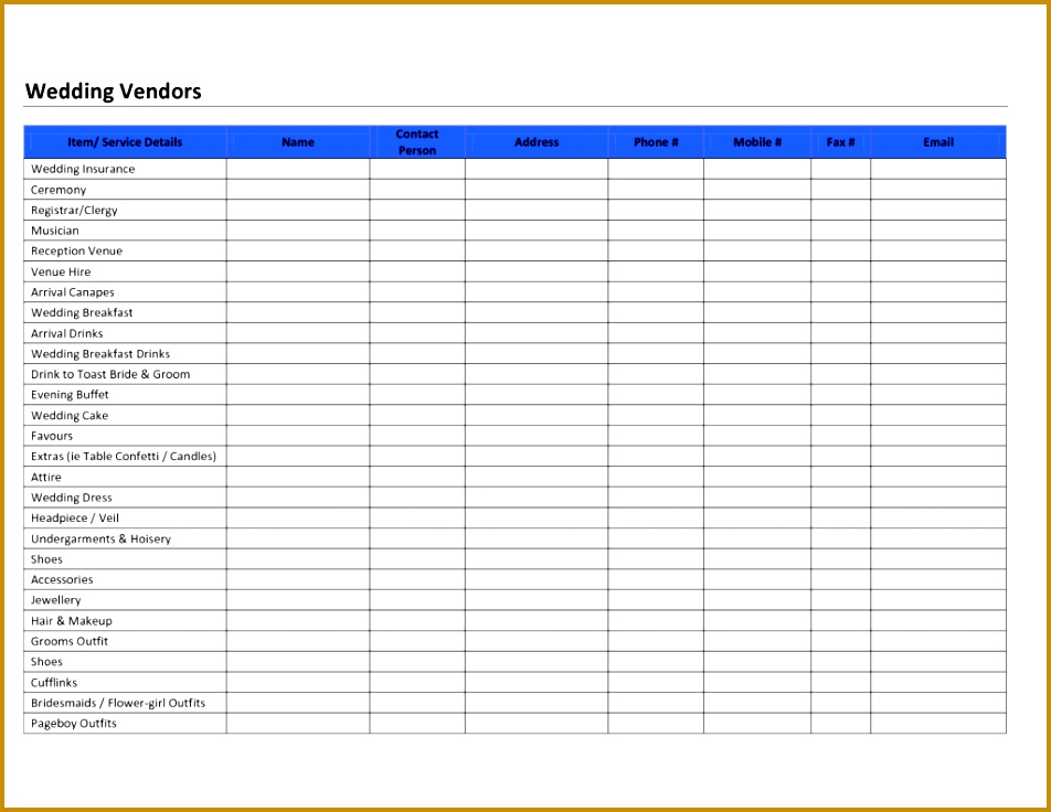 5 Vendor List Templates